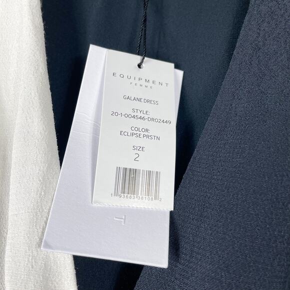 Equipment Galane Midi Dress Black White Colorblock Sleeveless V-Neck Sz 2 - Picture 10 of 13